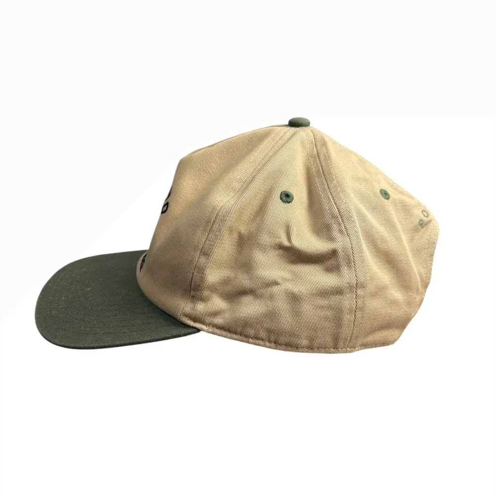 Poncho Outdoors Eagle & Trout Embroidered Tan Green‎ Baseball Cap Hat Adjustable